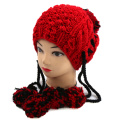 Hand Knit Hut Earflap mit Pompom Frauen Kinder Erwachsene Sizing